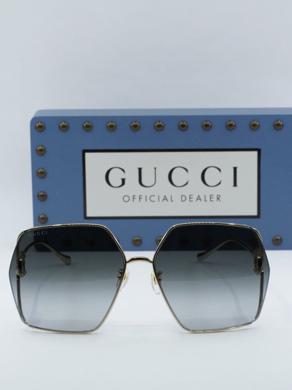 Gucci GG1322SA 001 Square Sunglasses - Gold/Grey Gradient - Picture 3 of 11